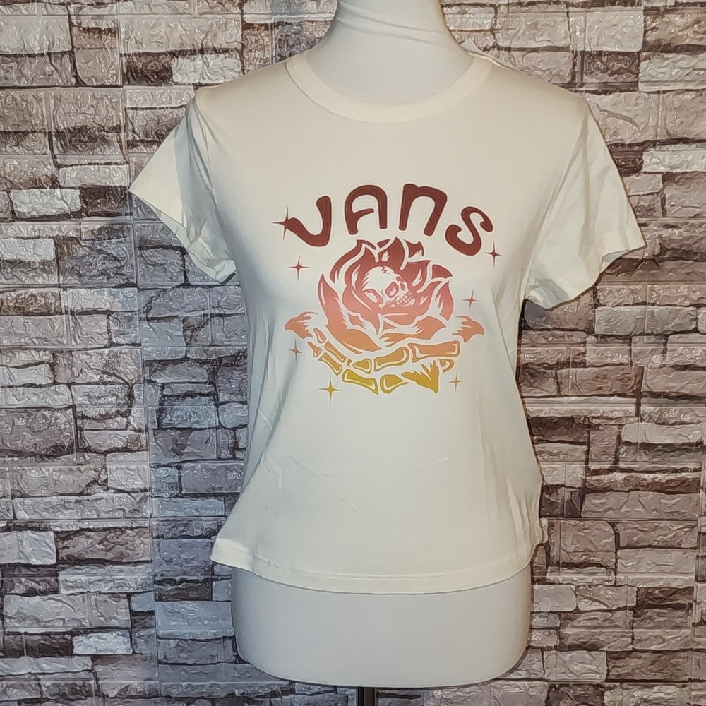 Vans Rose Mini Tee Antique White Brand New Top